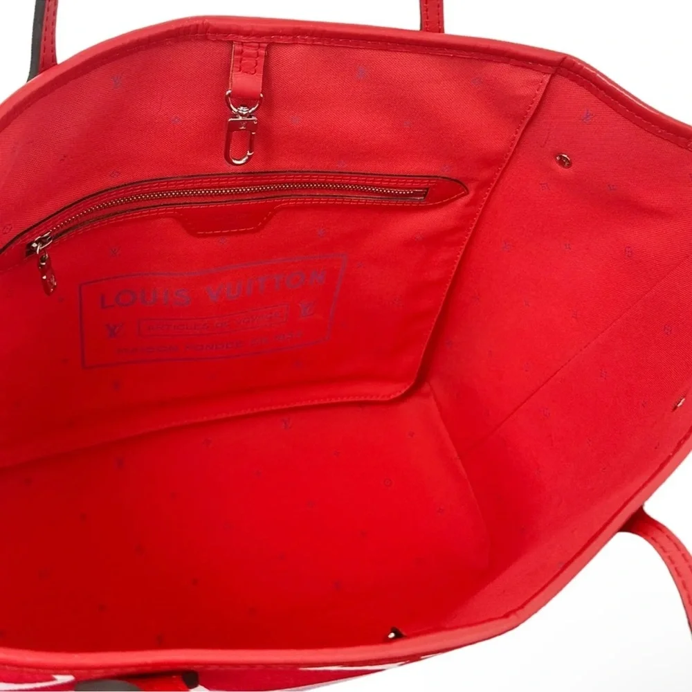 Louis Vuitton Escale Neverfull MM M45127 Rouge Red Pink Watercolor Monogram Tote - Picture 10 of 11